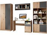 Jugendzimmer-Set BEGABINO "Karla Kleiderschrank, Schreibtisch, Hängeregal, Standregal", grau (artisan eiche, graphit), Schlafzimmermöbel-Sets, Jugendzimmer-Set, wahlw. mit Bett, anstelle des Tisches bestellbar, Artikelnr. 20676915