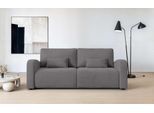 3-Sitzer OTTO HOME "JIGGS wahlweise Schlafsofa mit Bettkasten, Maße B/H/T: 228/96/110 cm", grau, B:228cm H:96cm T:110cm, 100% Polyester, Sofas, 3-Sitzer, Sofa mit Wellenunterfederung, enthält 2 Rückenkissen und 2 Zierkissen