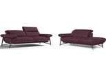 Sofa EGOITALIANO "Anais, Design mit hohem Sitzkomfort, Fußfarbe schattengrau", lila (plum), Sofas, Luxus-Microfaser, Ottomane Armlehne links, Sofa, Set, Kopfteil verstellbar, Luxus-Microfaser, plum