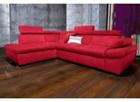 Ecksofa EXXPO - SOFA FASHION "Salerno, Funktionssofa, hoher Sitzkomfort, Breite 268cm, L-Form", rot, B:268cm H:77cm T:204cm, NaturLeder;Primabelle-Microfaser (100% Polyester);Luxus-Kunstleder, Sofas, Ecksofa, inkl. Kopf- und Armteilverstellung, wahlweise mit Bettfunktion