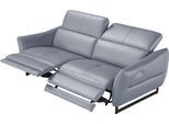 2,5-Sitzer EGOITALIANO "Dafne, elegantes Designsofa mit hohem Sitzkomfort", blau (himmelblau), B:208cm H:97cm T:108cm, Leder »BULL« (echtes Rindsleder). Geschliffenes, pigmentiertes und behandeltes Rindsleder mit einer Dicke von 1, 3-1, 5 mm. Dieses Leder zeigt eine ziemlich weiche Hand mit einem halb undurchsichtigen Aussehen. Es handelt sich um ein geschütztes Leder. Eine leichte Deckschicht sch