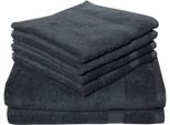 Handtuch Set DYCKHOFF "Planet", grau (anthrazit), 6 Stk., Frottier, Frottier, Obermaterial: 100% Baumwolle, Handtuch-Sets, Handtuch Set, 4 Handtücher (50x100cm), 2 Duschtücher (70x140cm)