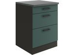 Unterschrank OPTIFIT "Palma", grün (steingrün, antrhazit, antrhrazit), B:60cm H:84,8cm T:60cm, Holzwerkstoff, Schränke, Unterschrank, Breite 60 cm, mit 3 Schubkästen