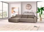 Ecksofa TRENDMANUFAKTUR "Bourbon II, hoher Sitzkomfort, extrabreite Recamiere für Relaxkomfort", grau (taupe gray), B:303cm H:84cm T:176cm, 100% Polyester, Sofas, Ecksofa, wahlweise mit Bettfunktion und Bettkasten, zeitlos und elegant, L-Form