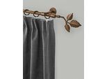 Gardinenstange GARESA "RUSTIKA", braun (bronzefarben), L:340cm Ø:16mm, Metall, Gardinenstangen, Gardinenstange, rustikale Vorhanggarnitur, verlängerbar, m. Ringe, Endk. Blatt