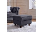 Polsterhocker HOME AFFAIRE "Reims", grau (anthrazit), B:57cm H:45cm T:50cm, Hocker, Polsterhocker, echte Chesterfield-Knopfheftung, Samtoptik mich changierender Optik