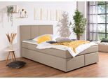 Boxbett HOME AFFAIRE "Fidan", beige (beige, creme), B:154cm L:210cm, Komplettbetten, Boxbett, wahlweise mit Bettkasten, in H2, H3 & H4 erhältilich