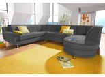 Wohnlandschaft TRENDMANUFAKTUR "Rondo, U-Form", grau (anthrazit), B:320cm H:85cm T:94cm, Softlux-Kunstleder;Primabelle-Microfaser;NaturLeder (handschuhweiches Rindsleder in Sitz und Rücken mit SOFTLUX-Kunstleder als Korpus-Bezug);Struktur (23% Polyacryl, 77% Polyester), Sofas, Wohnlandschaft, inkl.Federkern, wahlweise mit Bettfunktion