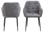 Esszimmerstuhl ACTONA GROUP, grau (anthrazit), B:58cm H:83cm T:55cm, 100% polyester, Stühle, Esszimmerstuhl, Essstuhl Anthrazit, Beine mattschwarzem Stahl und Tuftings, 2er Set
