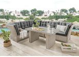 Garten-Essgruppe DESTINY "PALMA", weiß (vintage weiß), B:220cm H:83cm T:280cm, Obermaterial: 100% Polyester. Füllung: 100% Polyurethan, Sitzmöbel-Sets, Garten-Essgruppe, Aluminium, Polyrattan
