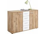 Kombikommode WIMEX "Katrin", weiß (plankeneichefarben, weiß), B:130cm H:83cm T:41cm, Sideboards, Kombikommode