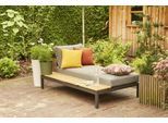 Gartenlounge-Set SIENA GARDEN "Alvida", grau (matt anthrazit, teak), B:177,5cm H:84cm T:102cm, Aluminium, Massivholz, Polyester, Sitzmöbel-Sets, Gartenlounge-Set, bestehend aus 2 Liegen und 4 Kissen