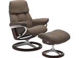 Relaxsessel STRESSLESS "Ruby", braun (mole batick), B:78cm H:100cm T:76cm, Leder PALOMA: durchgefärbtes Semianilin-Möbelleder;Leder BATICK: durchgefärbtes und genarbtes Möbelleder, Sessel, Relaxsessel, mit Signature Base, Größe M, Gestell Eiche, Wenge, Braun & Schwarz
