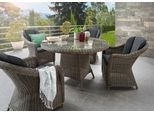 Garten-Essgruppe DESTINY "MALAGA LUNA", grau (vintage grau), Polyester, Aluminium, Polyester, Polyrattan, Sitzmöbel-Sets, Garten-Essgruppe, (Set, 13-tlg., 4x Sessel, 1 Tisch Ø 100x75cm) Alumninium, Polyrattan