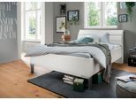 Futonbett WIEMANN "Monaco, 4-fache Liegehöhenverstellung", weiß (weiß, leisten in chrom), B:149cm L:218cm, Betten, Futonbett, mit stilvollem Holzkopfteil, Made in Germany