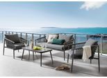 Gartenlounge-Set DESTINY "VERONA", grau (anthrazit), Aluminium, Glas, Polyester, Sitzmöbel-Sets, Gartenlounge-Set, Aluminium, Olefin-Rope