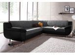 Ecksofa TRENDMANUFAKTUR "Rondo 3, zeitlos und modern, im Materialmix, L-Form", schwarz-weiß (schwarz, schwarz, weiß), B:267cm H:85cm T:247cm, Primabelle-Microfaser;Kunstleder SOFTLUX / Struktur (77% Polyester; 23% Polyacryl), Sofas, Ecksofa, wahlweise Federkern für hohen Sitzkomfort, wahlweise Bettfunktion
