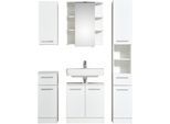Badmöbel-Set SAPHIR "Quickset 335 5-teilig, Waschbeckenunterschrank mit LED-Spiegelschrank", weiß (weiß, weiß glanz), Kastenmöbel-Sets, Badmöbel-Set, Hochschrank, Unterschrank, Hängeschrank, inkl. Türdämpfer, 7 Türen