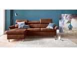 Ecksofa EXXPO - SOFA FASHION "Maretto, bequem & komfortabel, bodenfrei, Breite 257cm, L-Form", braun (cognac), B:257cm H:96cm T:167cm, Luxus-Microfaser (100% Polyester), Sofas, Ecksofa, inkl. Kopf- bzw. Rückenverstellung, wahlweise mit Bettfunktion