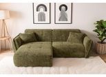Ecksofa HOME AFFAIRE "MIRELDA L-Form mit Steppungen, Recamiere rechts/links, Breite 253 cm", grün, B:253cm H:81cm T:157cm, 100% Polyester, Sofas, Ecksofa, elegant und bequem, enthält 2 Zierkissen, belastbar bis 480kg