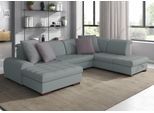 Wohnlandschaft SIT & MORE "Luxor U-Form", blau (aqua), B:329cm H:82cm T:224cm, Luxus-Microfaser ALTARA NUBUCK (100% Polyester);Soft clean (98% Polyester, 2% Polyamid);Struktur fein (100% Polyester), Sofas, Wohnlandschaft, wahlweise mit Bettfunktion, Bettkasten und Kopfteilverstellung
