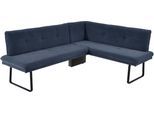 Eckbank K+W KOMFORT & WOHNEN, blau, B:207cm H:87cm T:157cm, Sitzbänke, Eckbank, Polstereckbank in Spitzkissenoptik, Sitz und Rücken gesteppt