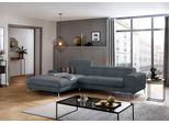 Ecksofa W.SCHILLIG "piedroo, Designsofa mit tollem Sitzkomfort, bequem und elegant, L-Form", blau (marine r66), B:303cm H:70cm T:193cm, Chenille-Flachgewebe R66 (85% Polyester, 15% Nylon), Sofas, Ecksofa, Kopfteilverstellung, wahlweise mit Sitztiefenverstellung, Breite 303cm