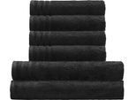 Handtuch Set KLEINE WOLKE "Royal, 6 Stück (4 Handtücher 50/100 cm + 2 Duschtücher 70/140 cm)", schwarz, 6 Stk., Frottier, Frottier, Obermaterial: 100% Baumwolle, Handtuch-Sets, Handtuch Set, Uni Farben, mit Bordüre, weich, in verschiedenen Sets erhältlich