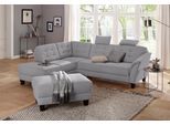 Ecksofa HOME AFFAIRE "Trondheim L-Form", grau, B:260cm H:89cm T:214cm, Struktur fein (100% Polyester);Flachgewebe (100% Polyester);Luxus-Microfaser (90% Polyester, 10% Polyamid), Sofas, Ecksofa, mit Federkern und Knopfheftung im Rücken, Füße Buche dunkel