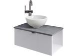 Waschtisch SAPHIR "Serie 6915 Waschschale mit Unterschrank für Gästebad, Gäste WC", weiß (weiß glanz, oxid dunkelgrau, weiß glanz), B:61cm H:39,8cm T:35cm, Waschtische, Waschtisch, 61 cm breit, 2 Türen, offenes Fach, kleine Bäder, ohne Armatur