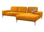 Ecksofa W.SCHILLIG "run, Designsofa mit tollem Sitzkomfort, bequem, L-Form", gelb (brandy s37), B:279cm H:88cm T:178cm, Longlife Xtra-Leder Z73: Naturwalkleder der Luxusklasse aus den erlesensten Rohhäuten. Hautstärke 1, 1 – 1, 3 mm;ROHLEDER Jacquard-Flachgewebe Q2 W60 (63% Polyester, 37% Polyacryl);ROHLEDER Chenille-Flachgewebe Q2 W77 (68% Polyacryl, 32% Polyester);Stoff S37 (100% Polyester), Sof