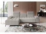 Ecksofa WERK2 "Focus-S, inkl. elektr. Sitzvorzug, manuelle Kopfteilverstellung", grau (natur), B:277cm H:82cm T:177cm, 92% Polyester, 8% Nylon, Sofas, Ecksofa, elektr. Sitztiefenverstellung, flexible Kopfstützen, 12cm Füße, L-Form