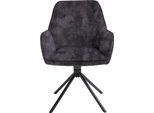 Esszimmerstuhl BYLIVING "Blair", grau (anthrazit, schwarz), B:60cm H:88cm T:64cm, Metall, Stühle, Esszimmerstuhl, 2er-Set, 360 Grad drehbar, gemütlicher Sessel, verschiedenen Stoffe