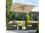 Rechteckschirm SCHNEIDER SCHIRME "Tunis", beige (natur), Obermaterial: 100% Polyester, Standschirme, Rechteckschirm, abknickbar, ohne Schirmständer