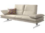 2-Sitzer W.SCHILLIG "broadway, Designsofa mit tollem Sitzkomfort", grau (eisgrau z59), B:216cm H:94cm T:96cm, Longlife Xtra-Leder Z59: Glattleder mit modischer Prägung. Hautstärke 0, 9 - 1, 1 mm, Sofas, 2-Sitzer, Sitztiefenverstellung, Kopfteil- & Seitenteilverstellung, Breite 216cm