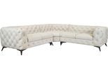 Chesterfield-Sofa HOME AFFAIRE "Ecksofa GLYNIS L-Form mit Wellenunterfederung, Maße B/T/H 264/264/75cm", beige, B:264cm H:75cm T:264cm, Struktur (100% Polyester);Samtoptik (100% Polyester), Sofas, Chesterfield-Sofa, aufwändige Knopfheftung, moderne Chesterfield Optik, Fußfarbe wählbar