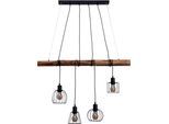 NÄVE Pendelleuchte "4er Pendelleuchte "WOODLAND", schwarz (natur, schwarz), H: 150cm, 1 Stk., Leuchten, retro optik, Pendelleuchte