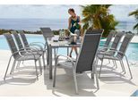 Garten-Essgruppe MERXX "Amalfi Deluxe", grau, Obermaterial: 100% Polyester, Sitzmöbel-Sets, Garten-Essgruppe