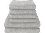 Handtuch Set DYCKHOFF "City Lights", silber, 6 Stk., Walkfrottier, Walkfrottier, Obermaterial: 100% Baumwolle, Handtuch-Sets, Handtuch Set, 4 Handtücher (50x100cm), 2 Duschtücher (70x140cm)
