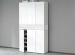 Schuhschrank HOME AFFAIRE "Savona", weiß (weiß hg, lärche weiß), B:114cm H:200cm T:35cm, Holzwerkstoff, Schränke, Schuhschrank, Höhe 200cm, 12 Einlegeböden, 21 Fächer
