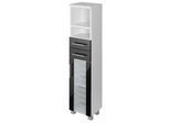 Midischrank WELLTIME "Jaca", grau (anthrazit, weiß), B:30cm H:130cm T:27cm, Holzwerkstoff, MDF, Schränke, Midischrank, Breite 30 cm, mit MDF Hochglanz-Fronten