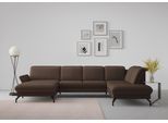 Wohnlandschaft SIT & MORE "Fashion U-Form", braun (dunkelbraun), B:338cm H:84cm T:207cm, Sofas, Wohnlandschaft, wahlweise mit Kopfteilverstellung, Vorziehsitz, motorisch, Metallfüße