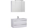 Badmöbel-Set SAPHIR "3040", weiß (weiß glanz, weiß glanz), B:90cm, Kastenmöbel-Sets, Badmöbel-Set, Breite 90 cm
