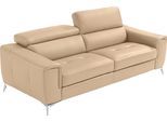 2,5-Sitzer EGOITALIANO "Francine, Designsofa, Loungesofa, Breite 213 cm, Fußfarbe chrom", beige (champagner), B:213cm H:100cm T:106cm, Leder »BULL« (echtes Rindsleder). Geschliffenes, pigmentiertes und behandeltes Rindsleder mit einer Dicke von 1, 3-1, 5 mm. Dieses Leder zeigt eine ziemlich weiche Hand mit einem halb undurchsichtigen Aussehen. Es handelt sich um ein geschütztes Leder. Eine leichte