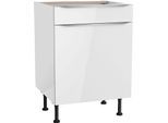 Unterschrank KOCHSTATION "KS-Aken", weiß (weiß hochglanz, weiß), B:60cm H:87cm T:58,4cm, Schränke, Unterschrank
