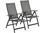 Gartensessel MERXX "Vicenza", grau (dunkelgrau), B:56cm H:122cm T:65cm, Obermaterial: 100% Polyester, Sessel, Gartensessel, 2er Set, Alu/Textil, grau