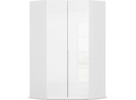 Eckkleiderschrank OTTO HOME "Kleiderschrank Schrank Ankleidezimmer Schlafzimmer Garderobe AGORDO", weiß (alpinweiß, hochglanz weiß), B:117cm H:210cm T:117cm, Holzwerkstoff, Schränke, Eckkleiderschrank, voll ausgestattet mit großzügigem Stauraum, 2 Höhen MADE IN GERMANY