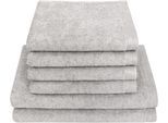 Handtuch Set DYCKHOFF "Deep Harmony Element", silber, Frottier, Frottier, Obermaterial: 85% Baumwolle, 15% Hanf, Handtuch-Sets, Handtuch Set, 6er Set: 4 Handtücher (50x100cm), 2 Duschtücher (70x140cm)