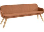 Essbank MUSTERRING "Tavia", orange (orange, eiche bianco), B:220cm H:87cm T:66cm, 100% PES, Sitzbänke, Essbank, Stativgestell aus Eiche bianco massiv, Breite 180, 200 oder 220 cm
