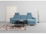 Ecksofa SIT & MORE "Quincy L-Form", blau (hellblau), B:252cm H:82cm T:161cm, Sofas, Ecksofa, wahlweise mit Bettfunktion und Bettkasten